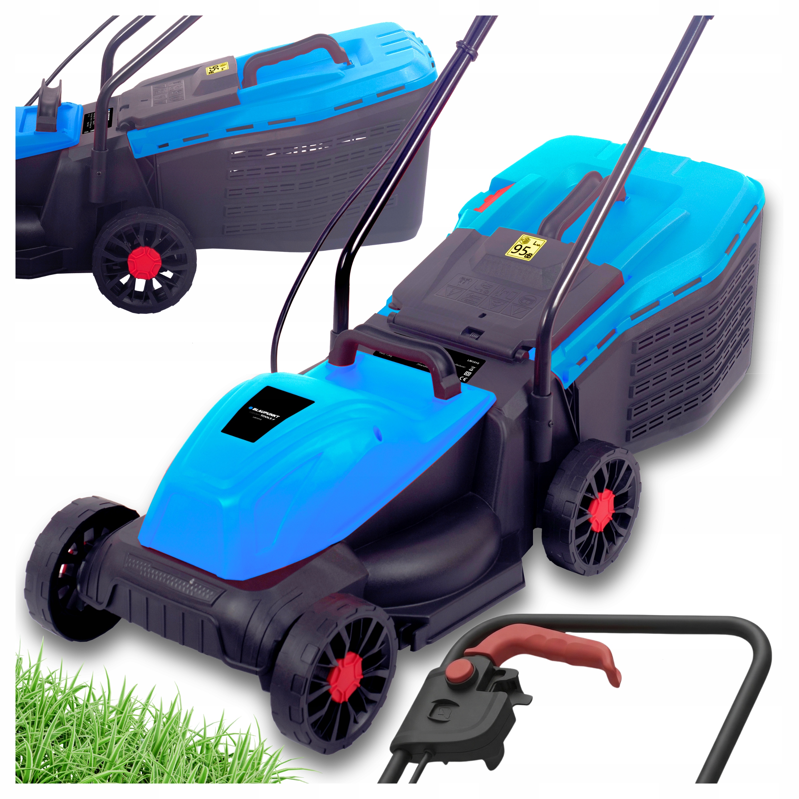Elektrická kosačka na trávu Blaupunkt 1800W, 32 cm, 30 l kôš, ľahká, 3-stupňová